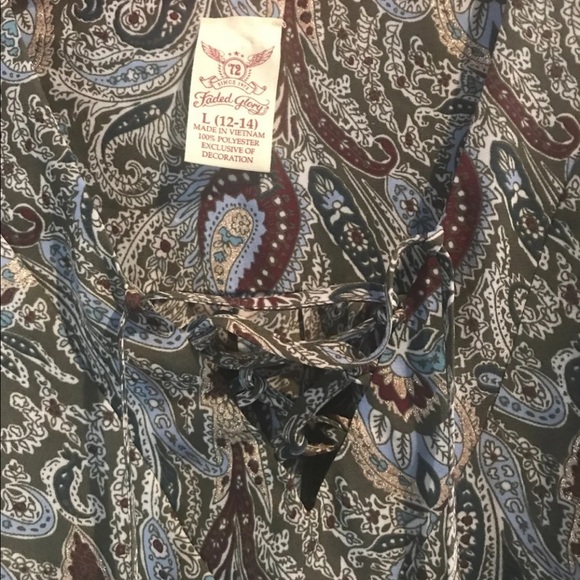 Vintage style light draw string long Blouse Large - Picture 3 of 7